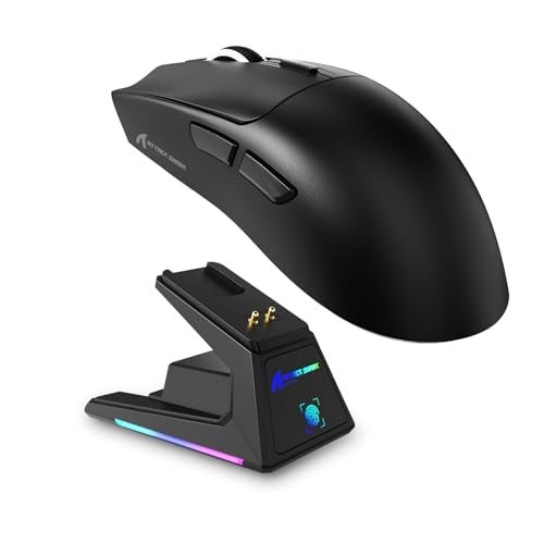 MAMBASNAKE ATTACK SHARK X1 Wireless Gaming Mouse with RGB Charging Dock, PAW3395 PRO Sensor Up to 40K DPI,53g Ultra Light Tri-Mode Computer Mice,1KHz Polling Rate 5 Programmable Buttons for WIN/MAC-Black - Image 1