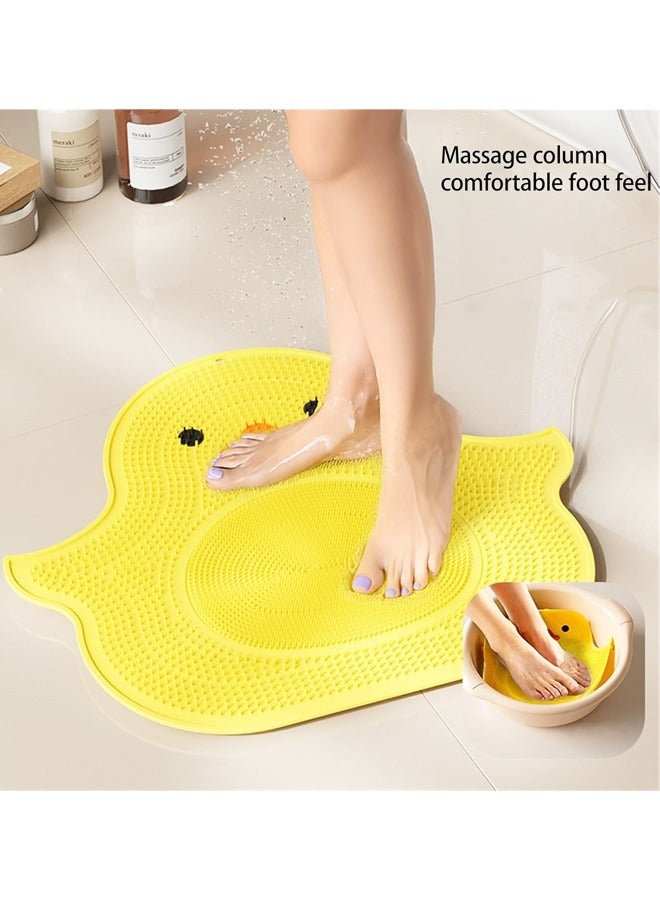 Cute Duck Shape Silicone Foot Scrubber for Shower Non Slip Safety Base Exfoliating Foot Scrubber Mat with Suction Cups Back Cleaner and Massager Mat - Image 3