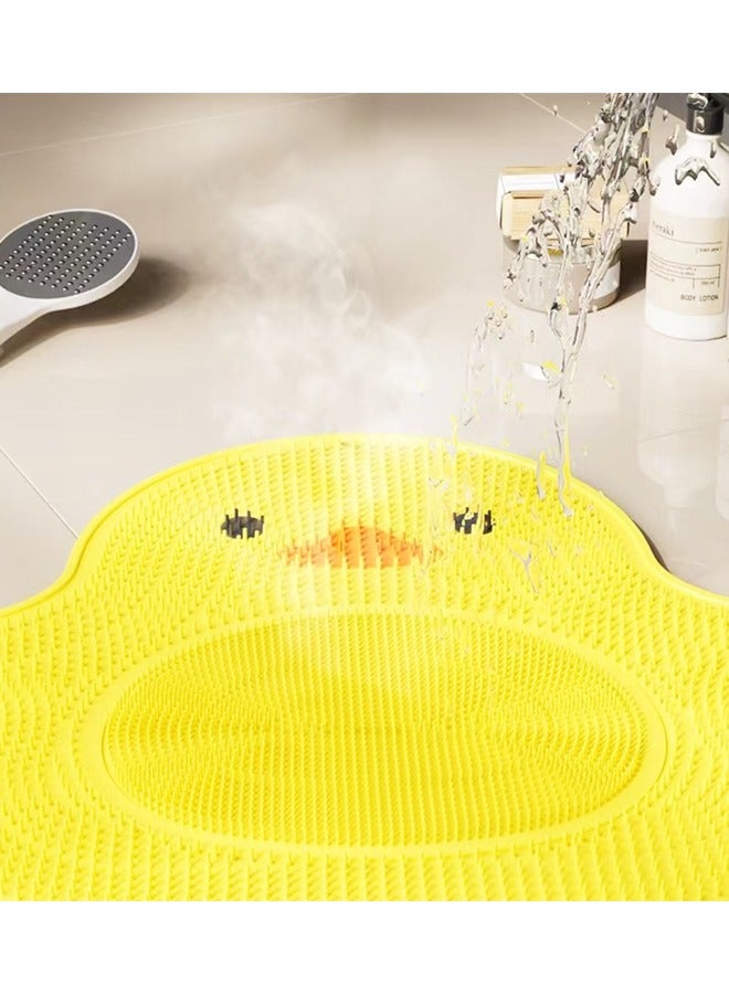 Cute Duck Shape Silicone Foot Scrubber for Shower Non Slip Safety Base Exfoliating Foot Scrubber Mat with Suction Cups Back Cleaner and Massager Mat - Image 5
