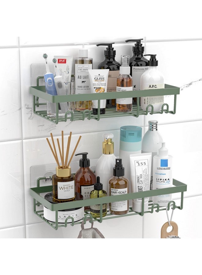 Moforoco Moforoco Shower Caddy Shelf Organizer Rack, Self Adhesive Black Bathroom Shelves Basket, Home Farmhouse Wall Inside Organization and Storage Decor Rv Accessories, First Camper Apartment Essentials  - Image 1