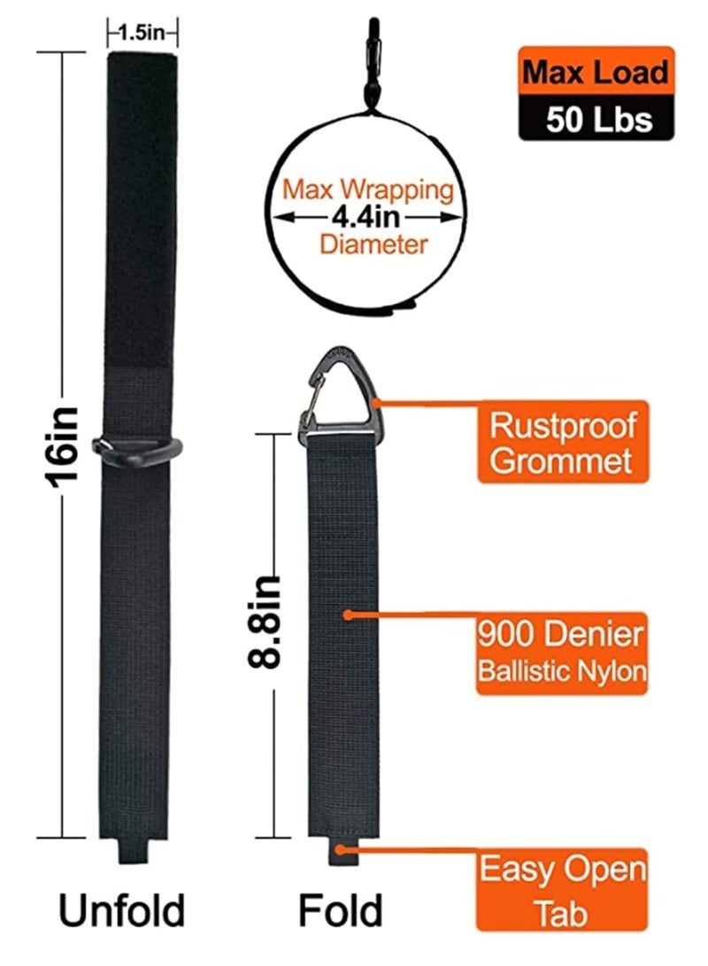 Extension Cord Holder Organizer, Hook and Loop Heavy Duty Storage Straps with Triangle Clips, Extension Cord Hanger for Garage Organization and Storage Cord Wrap Keeper 4 Pcs (Black) - Image 4