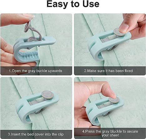FAGVA Bed Sheet Lock Clips (8 Pcs) - Multicolor, Plastic, Non-Slip, Needleless, Universal, Secure Hold - Image 3