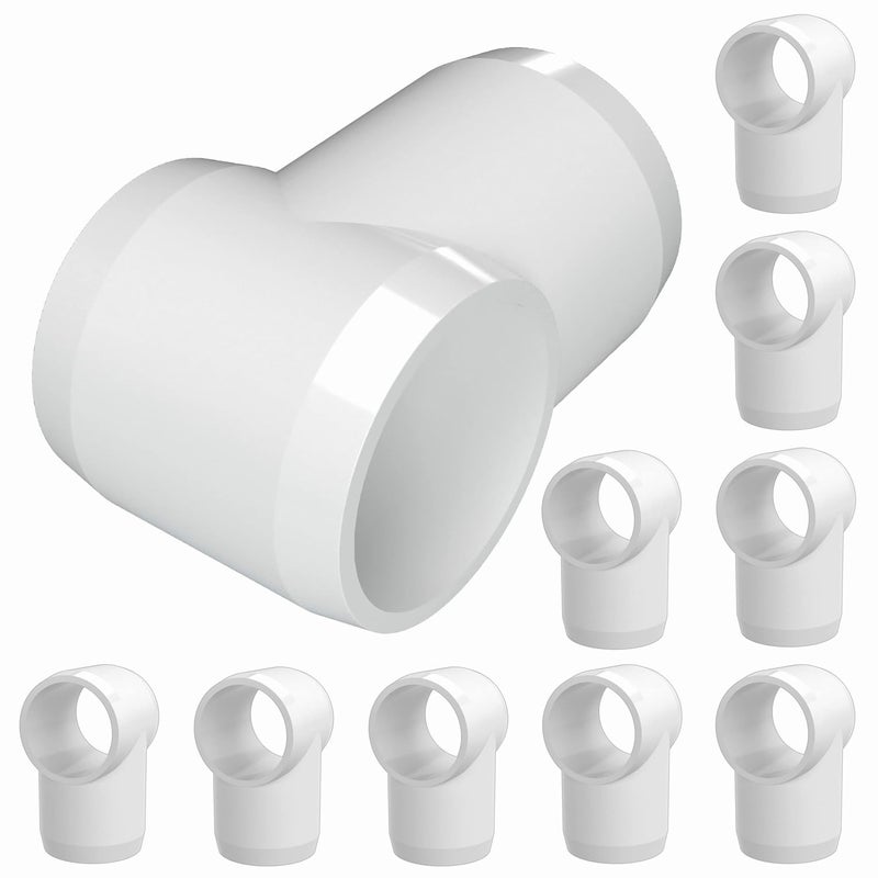 FORMUFIT F012STE-WH-10 Slip Tee PVC Fitting, Furniture Grade, 1/2" Size, White (Pack of 10) - Image 1