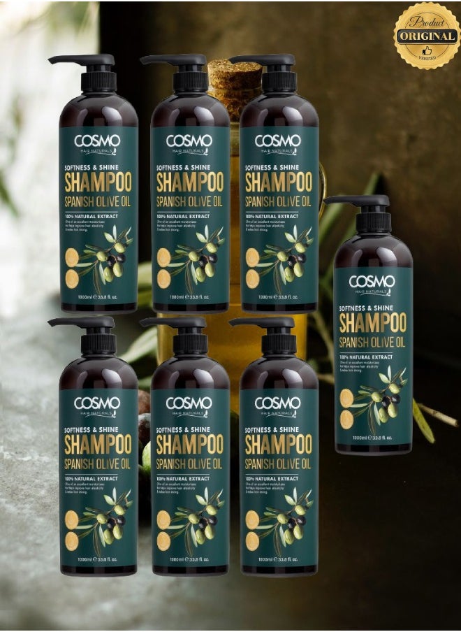 COSMO - 7 Pieces Softness And Shine Shampoo Spanish Olive Oil 1000ML - Image 1