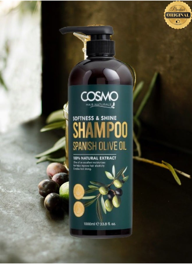COSMO - 7 Pieces Softness And Shine Shampoo Spanish Olive Oil 1000ML - Image 1