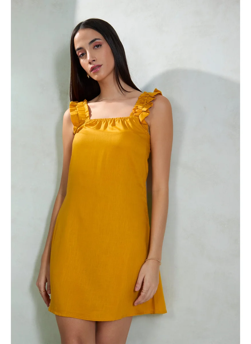 فيرجيو Virgio Square Neck Sleeveless Tencel A-line Dress
