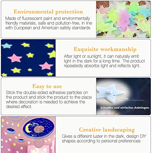 KTKA Glow in The Dark Stars Stickers, 200 Pieces Glowing Stars for Ceiling Luminous Wall Sticker, Glowing for Kids Rooms (200) - Image 4