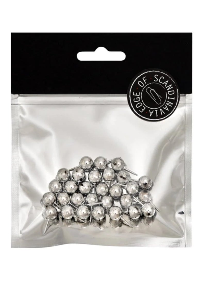 إيدج دبابيس ضغط، 20 ملم، 30/علبة، فضي