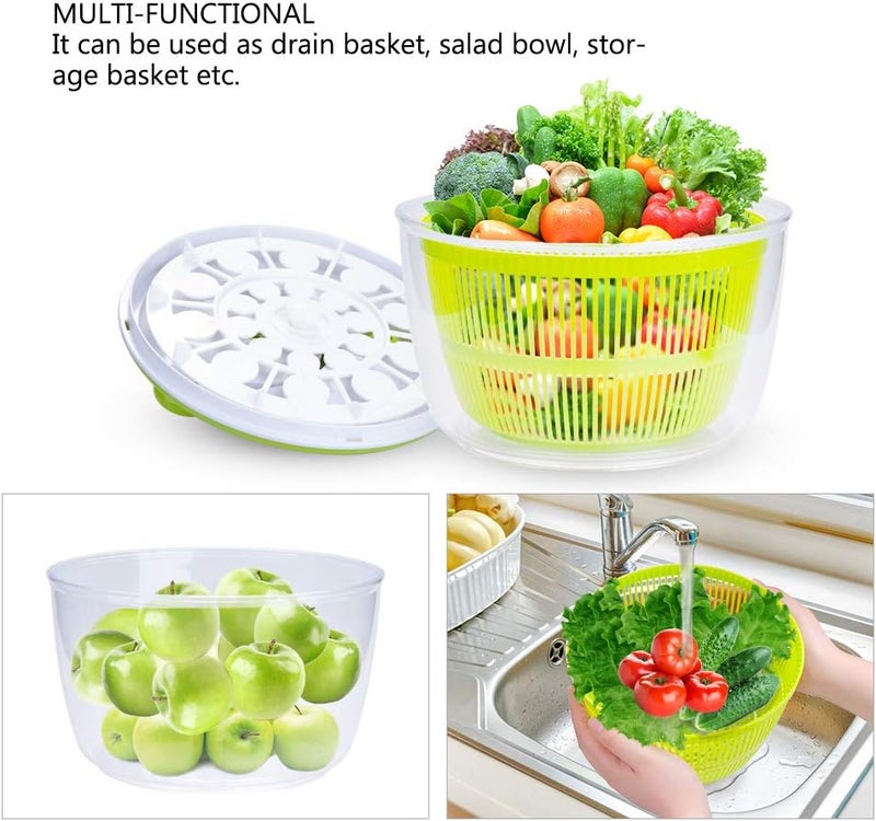 Pantula Large Salad Spinner BPA Free-Manual Lettuce Dryer and Vegetable Washer with Quick Dry Design, Easy Spin for Tastier Salads, 5qt, Green - Image 4