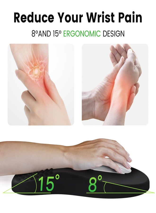 MEKASS Ergonomic Mouse Pad with Wrist Rest, Memory Foam Wrist Support for Carpal Tunnel Pain Relief, Non-Slip PU Base, Comfortable Mousepad for Office Home (Black) - Image 2