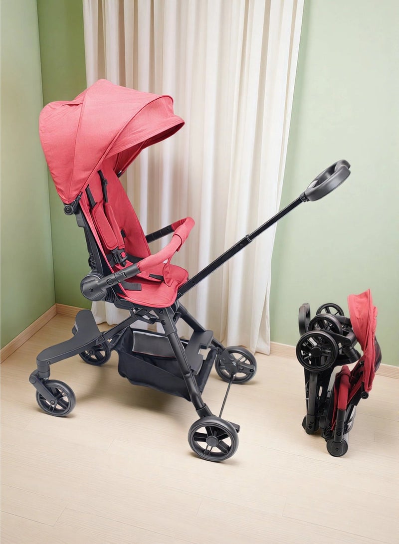 Foldable Two-way Ultra Lightweight Travel Stroller with Multi Position Reclining Seat Foldable Storage Basket Adjustable Canopy Foldable Gear for Airplane NO.1101 - Image 1