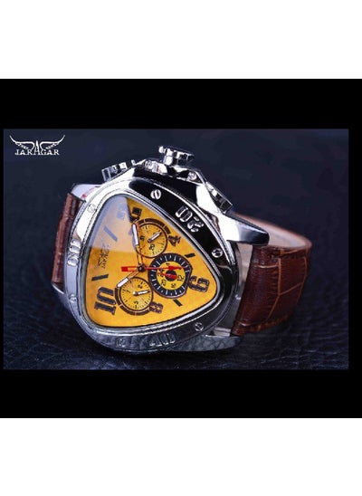 JARAGAR Triangle Dial Automatic Mens Watch Triangular mechanical yellow surface