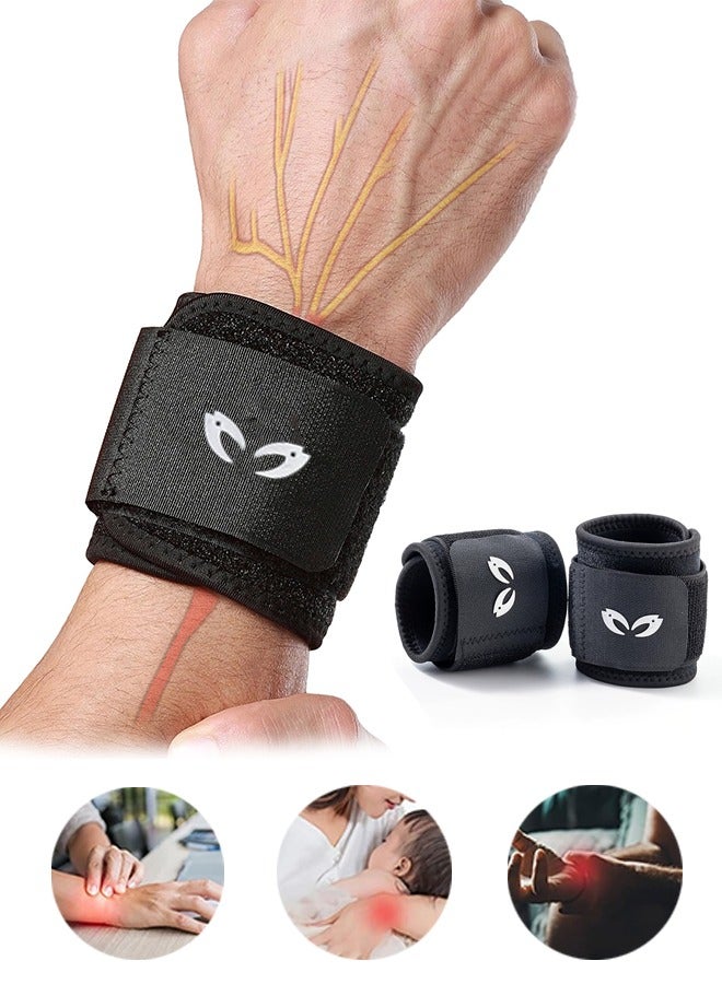 GIFT 2 PCS Wrist Compression Strap, Wrist Brace Wrist Wraps for Fitness, Weight Lifting, Tendonitis, Carpal Tunnel Arthritis, Pain Relief, Great Support for Men Women, Adjustable - Image 1
