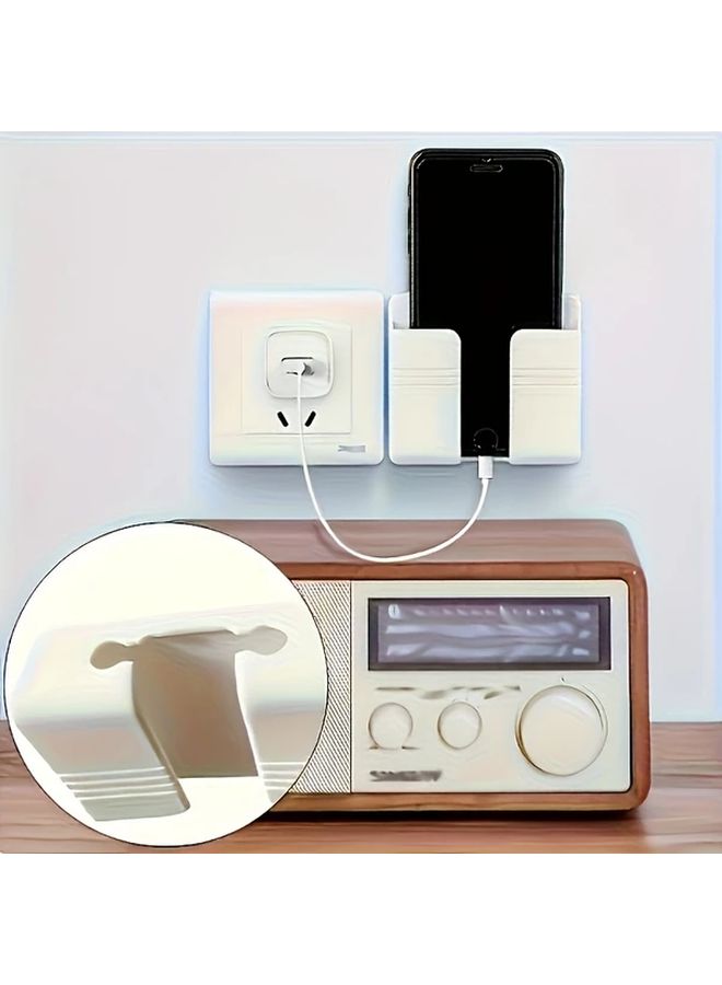 White Wall Mounted Phone Holder No Drill Remote Control Rack Bathroom Kitchen Bedside Charging Station - Image 5