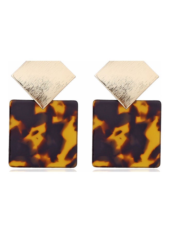 NIBEMINENT Leopard Print Small Square Disc Resin Earrings 