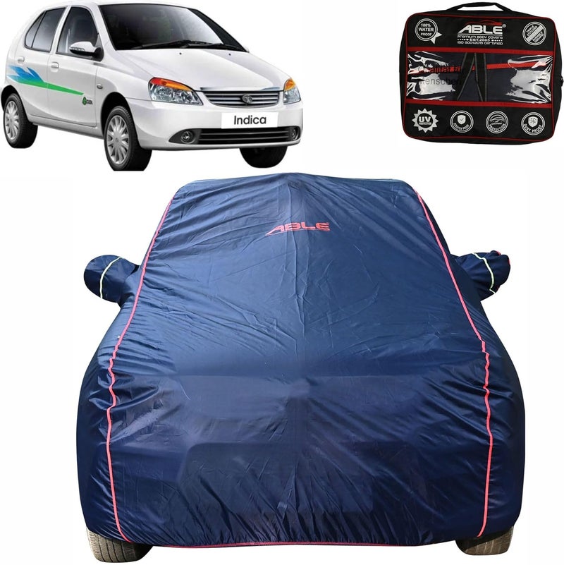 Able Parashuit Blue WR Series Car Body Cover with Mirror Pockets and Driver Door Zipper Compatible for TATA Indica (1998 to 2018 Model) - Image 1