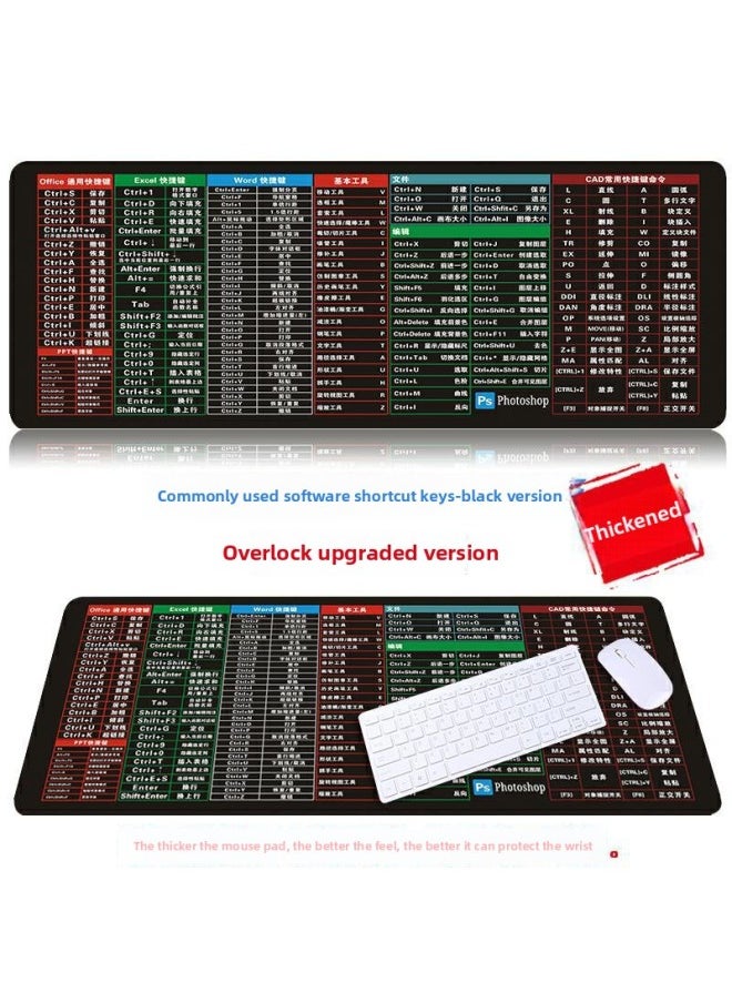 Generic - [IDEA Shortcut] Oversized WPS + CAD Mouse Pad Maya Office Computer Pad Blender Keyboard Pad-Color:1200*600*4mm-Pattern:Black Bottom-Common Software Shortcuts - Image 1