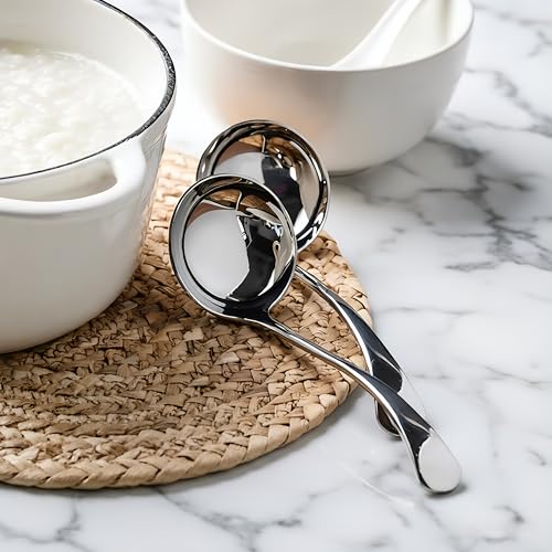 Wenkoni Small ladle,Gravy Ladle,Soup Sauce 18/10 Stainless Steel 7.9‘’ Ladle (2 Pack,Silver). - Image 3