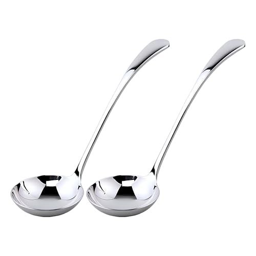 Wenkoni Small ladle,Gravy Ladle,Soup Sauce 18/10 Stainless Steel 7.9‘’ Ladle (2 Pack,Silver). - Image 1