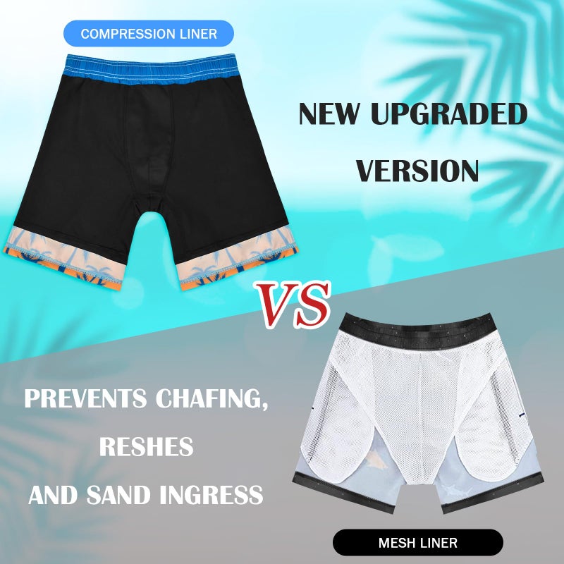 OlyPegic Boys Swim Trunks Size 14-16, Boy Swim Shorts Boy Bathing Suit Swimsuit Kids Swimwear Board Shorts with Boxer Brief Liner Compression Toddler Beach Running Swim Trunks (Coconut Tree) - Image 3