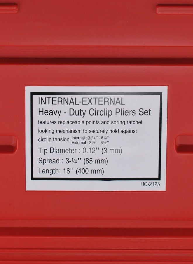 Neiko 02130A Heavy Duty 16" Snap Ring Plier Set, 2 Piece, External and Internal Pliers, Straight, 45°, 90° Tips - Image 5