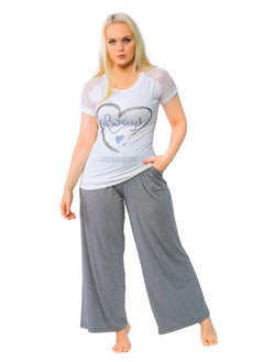 Women's summer pajamas with short sleeves and long pants for a distinctive summer look - pzsku/Z6188FD84CFEE61AE22F3Z/45/_/1740200942/f5557bee-cbd7-4647-8c4f-332424b425f0