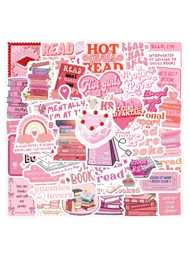 NIBEMINENT 60 Pcs Pink Bookish Deco Kit Waterproof Stickers, High Definition Printing Bright Colors, Suitable for Laptop Skateboard Luggage Water Bottle Guitar DIY - Image 3