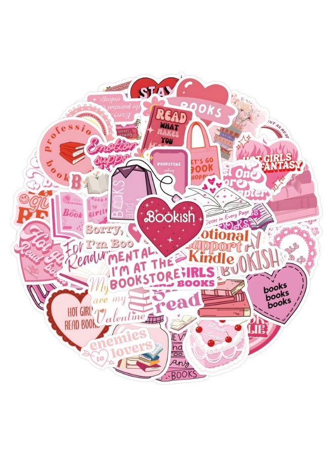 NIBEMINENT 60 Pcs Pink Bookish Deco Kit Waterproof Stickers, High Definition Printing Bright Colors, Suitable for Laptop Skateboard Luggage Water Bottle Guitar DIY - Image 2