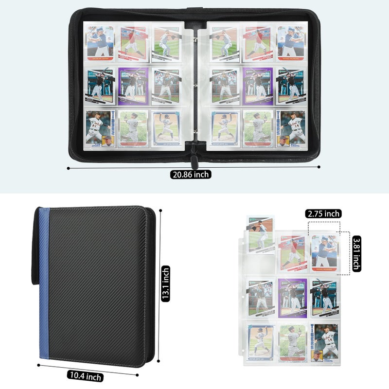 TCGUARD 9 Pockets Trading Card Binder with Sleeves Card Organizer, 900 Double Sided Pocket PU Card Collection Binder, Baseball Binder,for Sports Card, MTG, TCG Yugioh Card (Blue) - Image 2