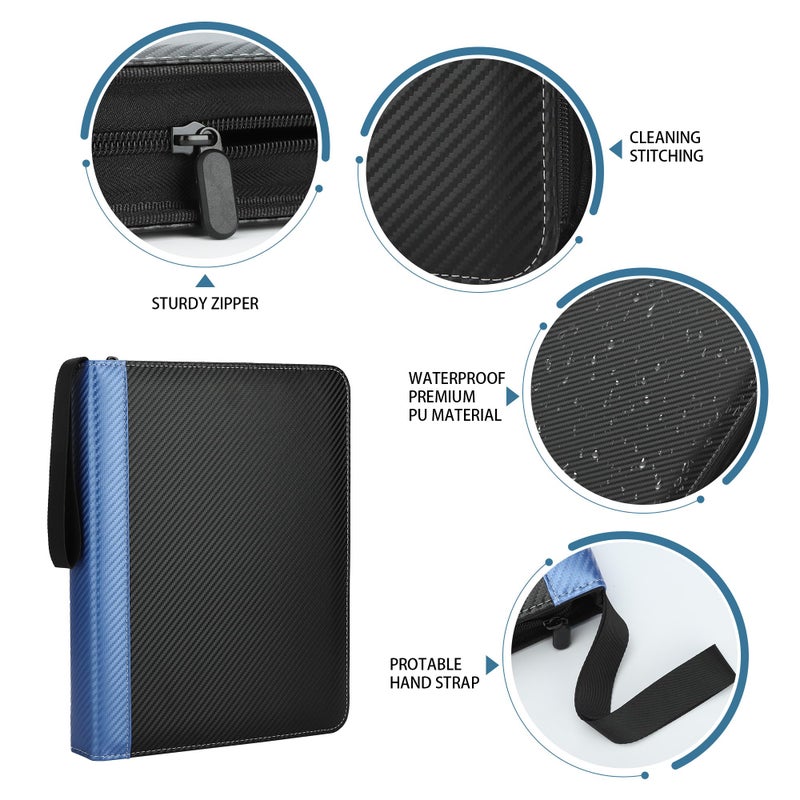 TCGUARD 9 Pockets Trading Card Binder with Sleeves Card Organizer, 900 Double Sided Pocket PU Card Collection Binder, Baseball Binder,for Sports Card, MTG, TCG Yugioh Card (Blue) - Image 4