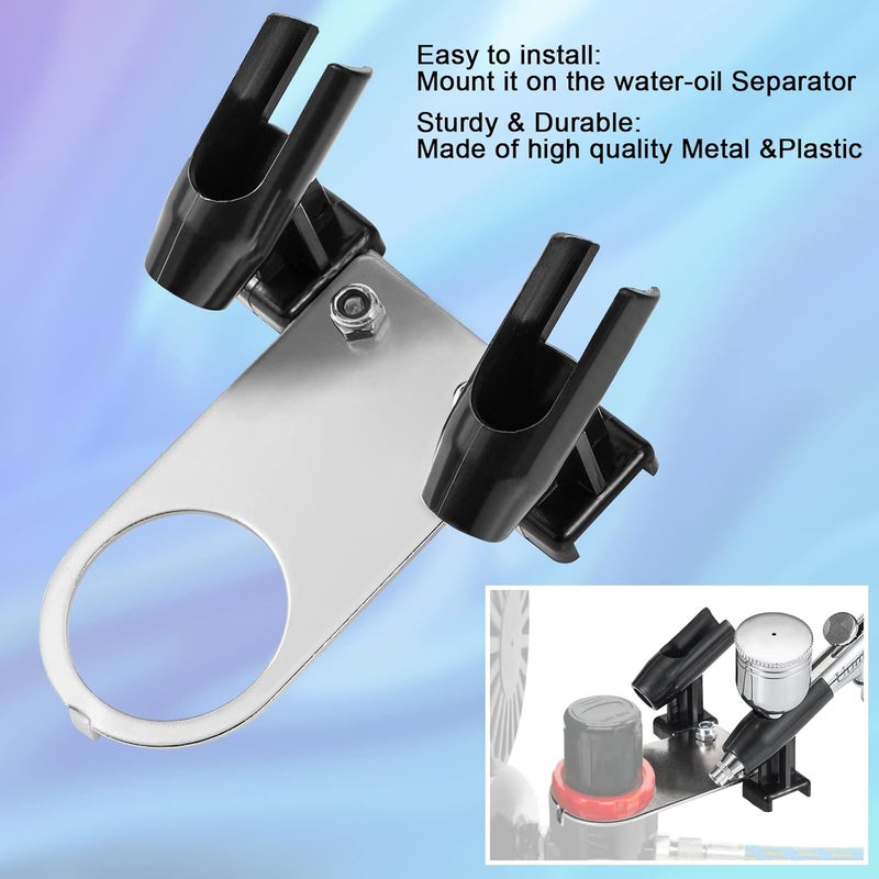Uouteo Mini Airbrush Holder Stand Attaches to Compressor and Holds up to 2 Airbrush Guns - Image 4