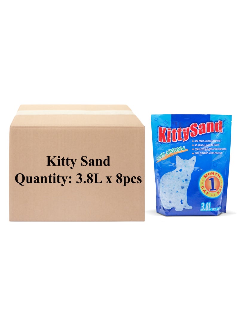 Kitty Sand 100% Natural Silica Crystal Premium Quality Cat Litter 3.8L Plain - Pack of 8 - Image 4