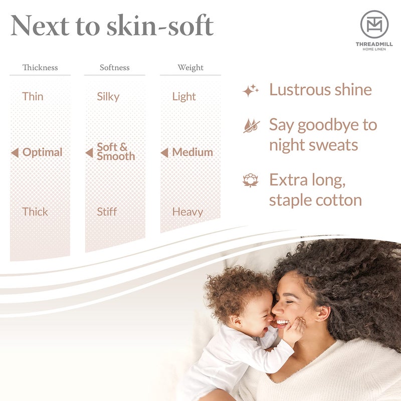 Threadmill Cotton Full Size Sheet Set  Deep Pocket  Fade Resistance  500 Thread Count  Solid 4-Piece Bed Sheets for Full Size Mattress (1 Flat  1 Fitted Sheet  2 Pillow Covers)  Light Blue - Image 5