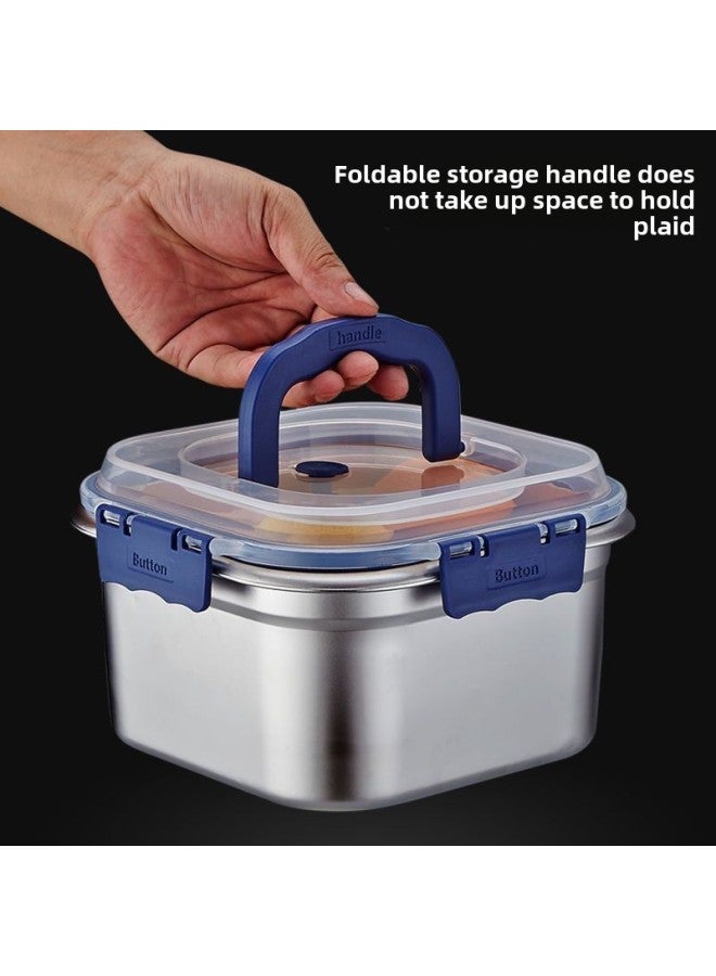 Large Capacity Stainless Steel Lunch Box Microwave Heatable Food Grade Square Bento Box With Lid Handle Extra Thick-Specifications:2500ml Type B  - Image 4