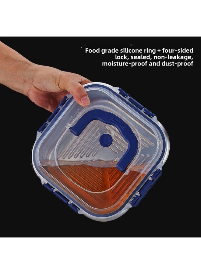 Large Capacity Stainless Steel Lunch Box Microwave Heatable Food Grade Square Bento Box With Lid Handle Extra Thick-Specifications:2500ml Type B  - Image 5
