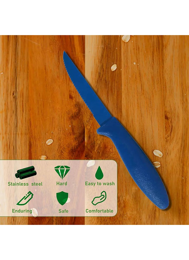 Colored Steak Knife 6-Pieces Set - High Carbon Stainless Steel Blades Multicolor Serrated And Plain Edges For Precision Slicing And Stylish Dining 6 Pieces