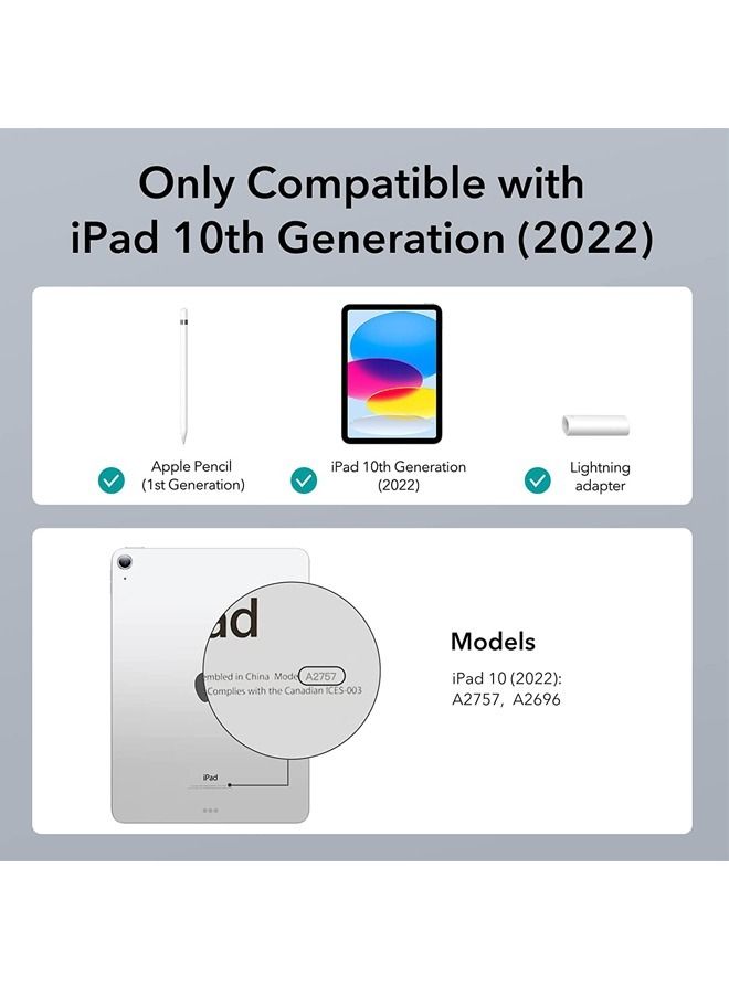 Captaintech Compatible with iPad 10th 10,9 inch Generation 2022 Built-in Pencil Holder Flexible Back Cover, Trifold Stand, Auto Sleep Wake Rebound Series GreyCase Compatible with iPad 10th 10,9 inch Generati - Image 2