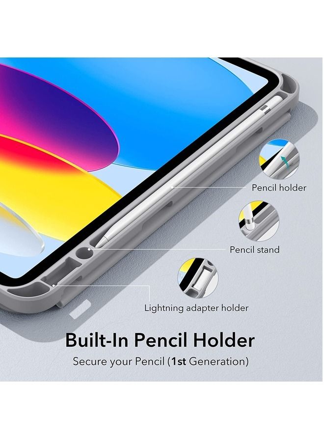 Captaintech Compatible with iPad 10th 10,9 inch Generation 2022 Built-in Pencil Holder Flexible Back Cover, Trifold Stand, Auto Sleep Wake Rebound Series GreyCase Compatible with iPad 10th 10,9 inch Generati - Image 3
