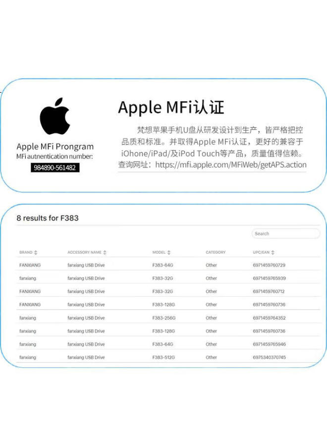 fanxiang Fanxiang 64Gb Apple Usb Flash Drive, Lightning Usb3.0, Official Mfi Certified, F383, Dual-Use For Phone And Computer, Read Speed 90Mb/S, Silver - Image 3