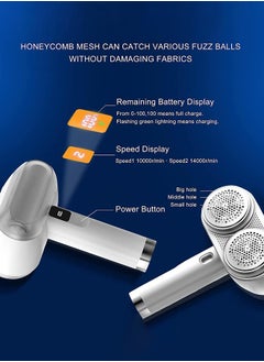 Joshberg Fabric Shaver Lint Remover USB Rechargable for Clothes Sofa Toys Sweater with a Hidden Lint Roller,17.2*12.7*7.9cm White  - Image 3