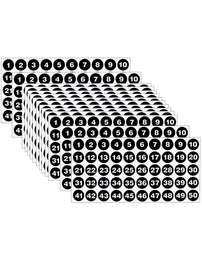 Adasea - 20 Sheets Black Vinyl Number Stickers-1 To 50 Consecutive Number Labels Stickers, 1 Inch Self-Adhesive Waterproof Inventory Stickers For Inventory Storage Classification - Image 1