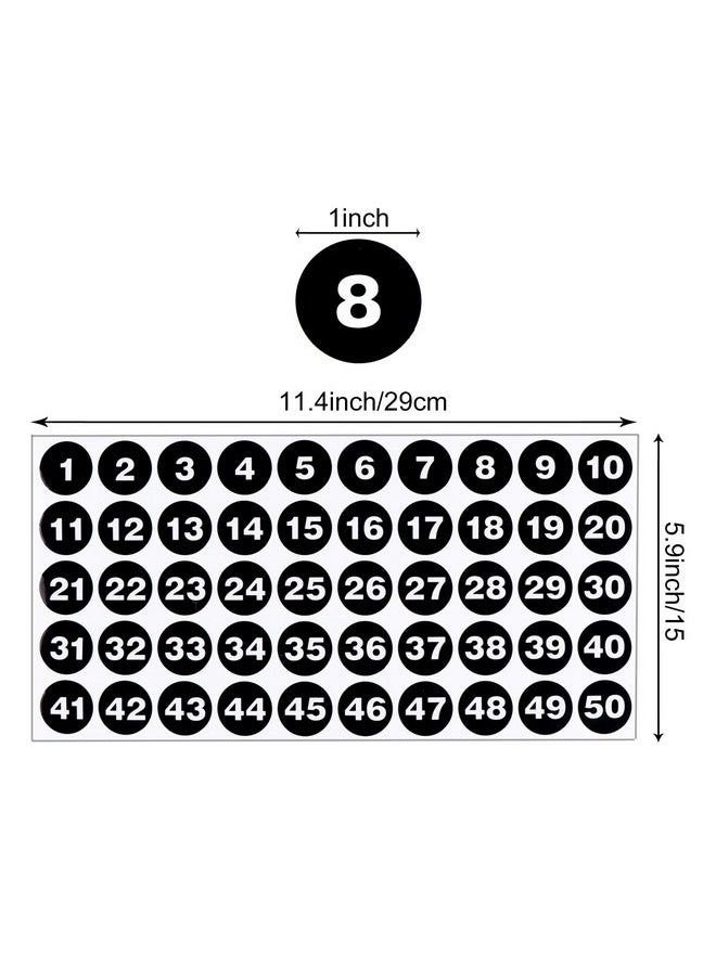 Adasea - 20 Sheets Black Vinyl Number Stickers-1 To 50 Consecutive Number Labels Stickers, 1 Inch Self-Adhesive Waterproof Inventory Stickers For Inventory Storage Classification - Image 1