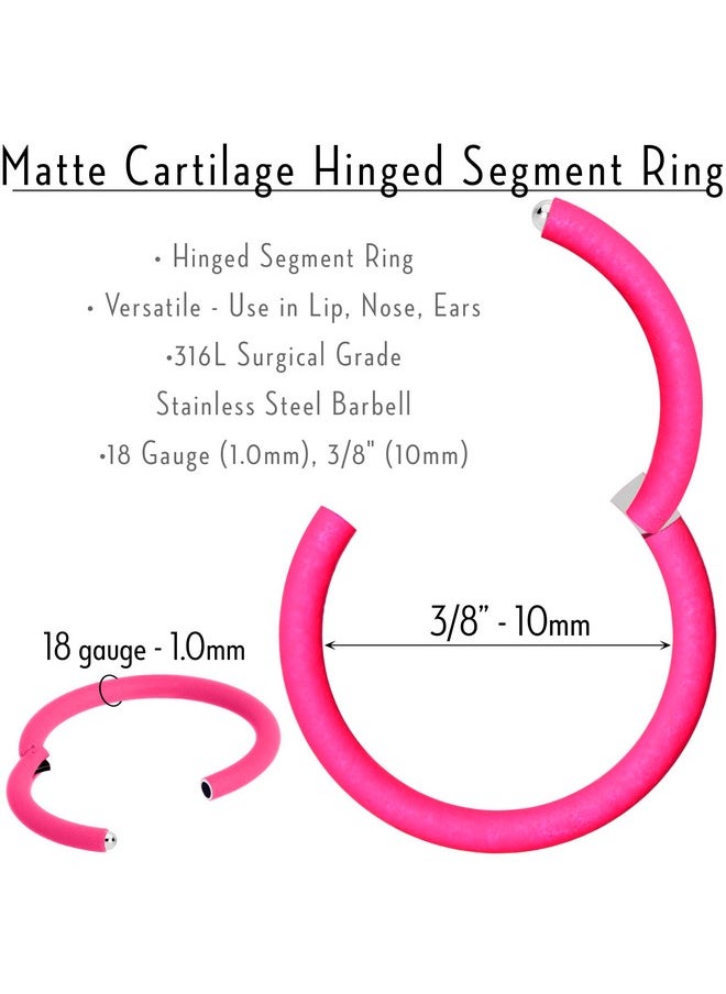 Body Candy Body Candy Segment Hoop Nose Rings 18 Gauge 316l Surgical Steel Lip Ring Cartilage (1pc-10mm 18 gauge, pink)  - Image 5