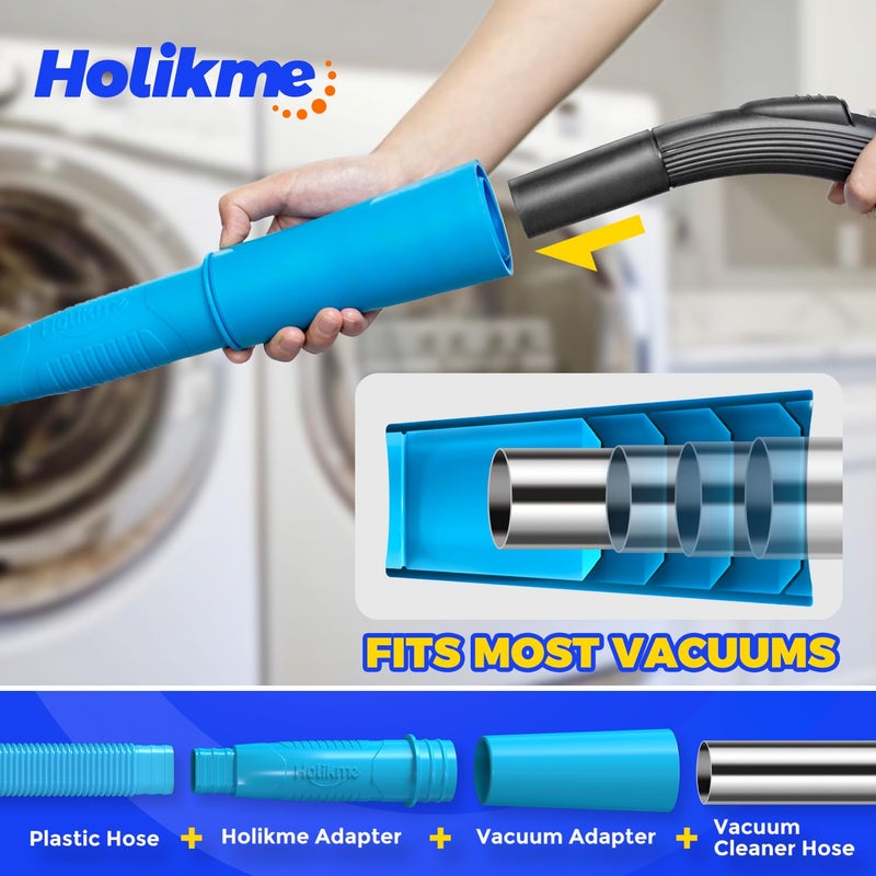 Holikme Dryer Vent Cleaner Kit Vacuum Hose Attachment Brush, Lint Remover, Dryer Vent Vacuum Hose, Blue - Image 3