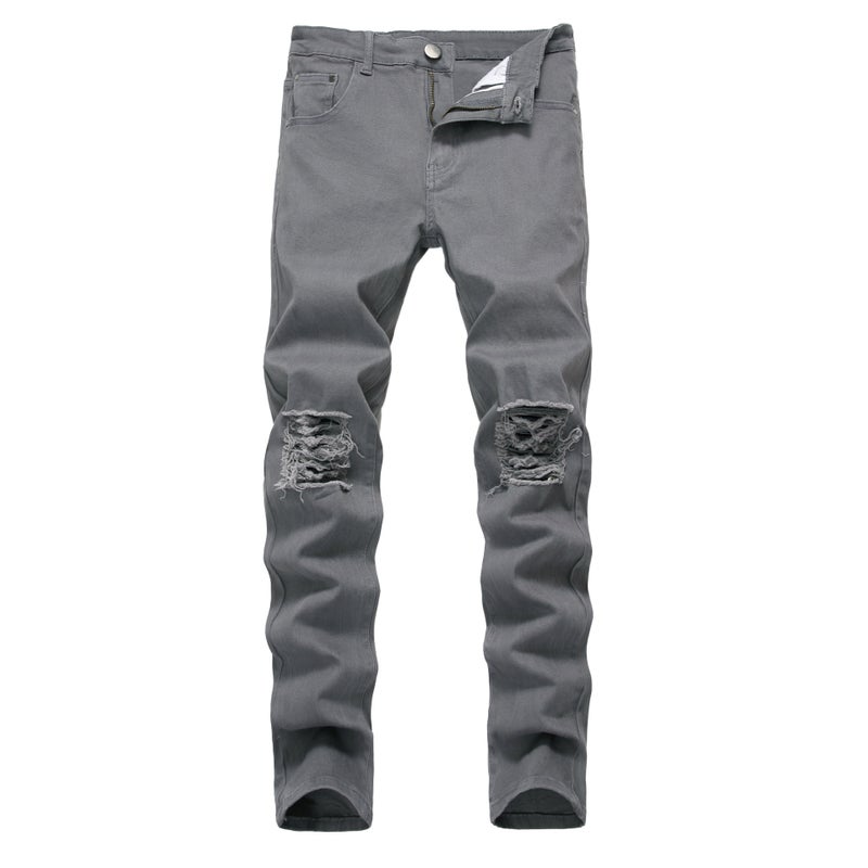 Mens Fashion Distressed Skinny Jeans 577 dark gray 