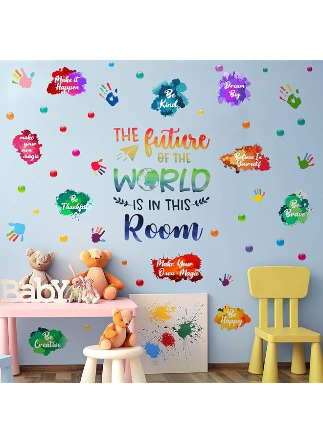 erorex Colorful Handprint Wall Stickers Self Adhesive Wall Decals Inspirational Wall Decals Playroom Wall Decals Decorative Wall Stickers Be Used For Bedroom Foyer Living Room  - Image 3