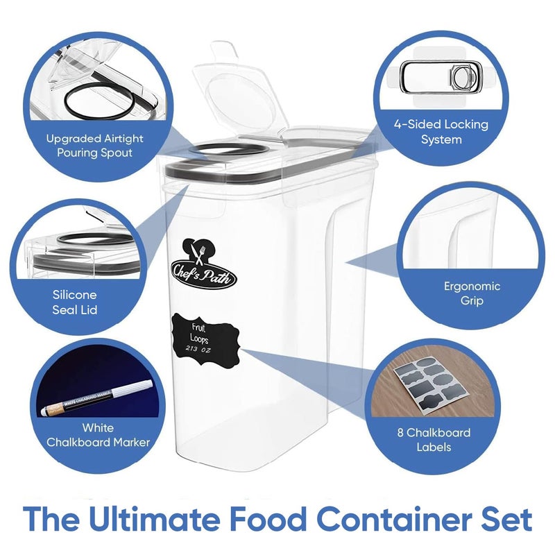 Chef's Path Airtight Food Storage Containers - Set of 2 (6 Liters) for Kitchen & Pantry - BPA Free for Rice, Cereal, Flour, Sugar - Bulk Food Storage - Big Cereal Container - Cereal Container Storage - Image 2