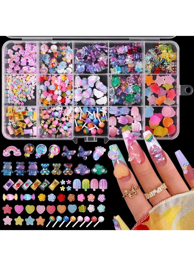 MAJOR DIJIT 3D Mix Assorted Color Nail Charms Acrylic Multi Cute Nail Art Charms Hollow Candy Jewelry Nail Supplies for Nail Art Design DIY Crafts Accessories (Colorful Candy)  - Image 1