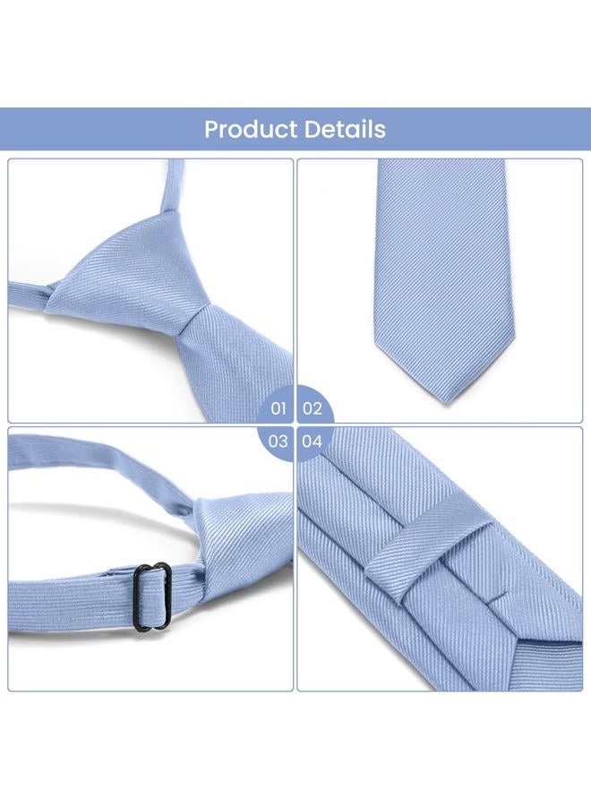 Puistr Boys Tie Pre-tied Adjustable Kids Solid Color Necktie for Age 8-12 Years Wedding School Graduation with Gift Box, 617-light Blue, M - Image 3