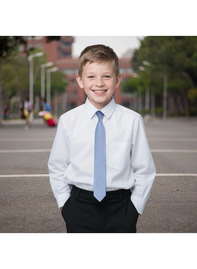 Puistr Boys Tie Pre-tied Adjustable Kids Solid Color Necktie for Age 8-12 Years Wedding School Graduation with Gift Box, 617-light Blue, M - Image 4